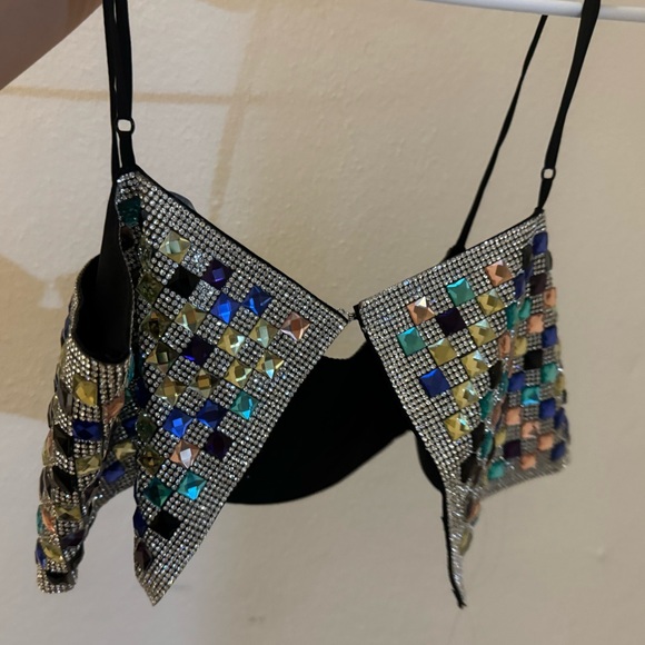 Zara Multicolor Sequin Crop Top - Picture 3 of 7